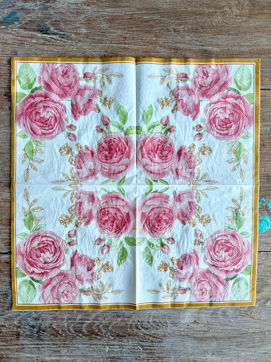 Napkin-Pink Roses& Buds