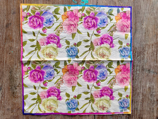 Napkin-Colorful Peonies