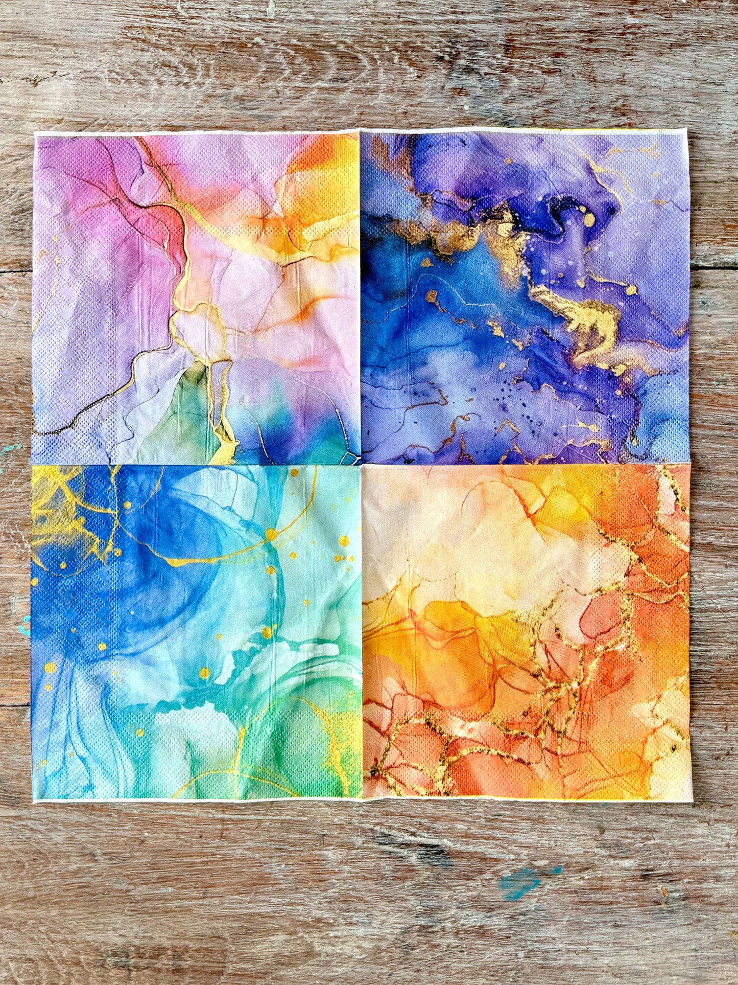 Napkin-Marbled Watercolours