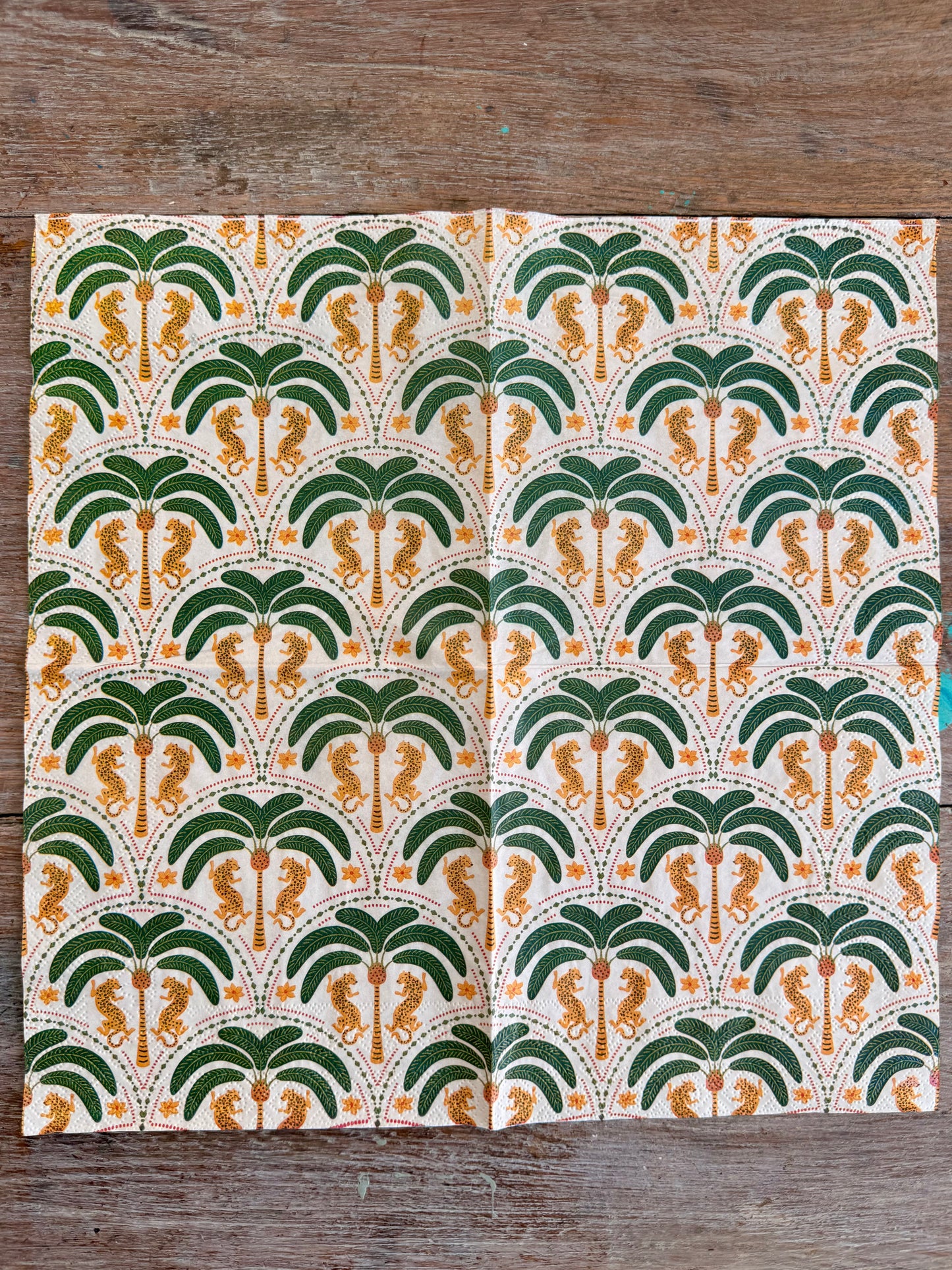 Napkin-Colonial Leopards & Palms-French Collection