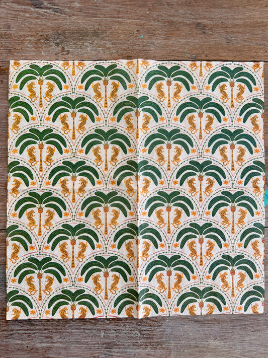 Napkin-Colonial Leopards & Palms-French Collection