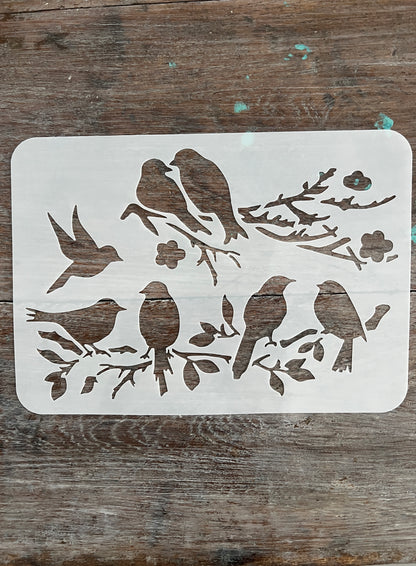 Stencil Lovebirds A4