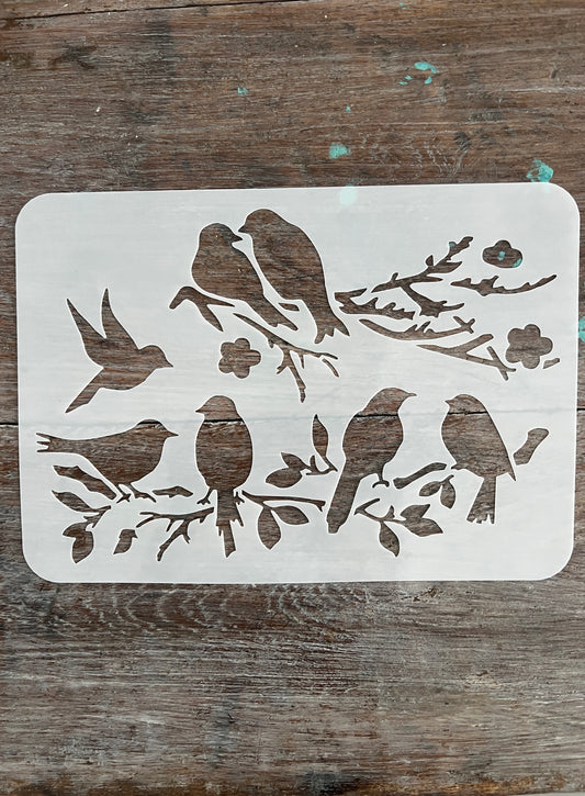 Stencil Lovebirds A4