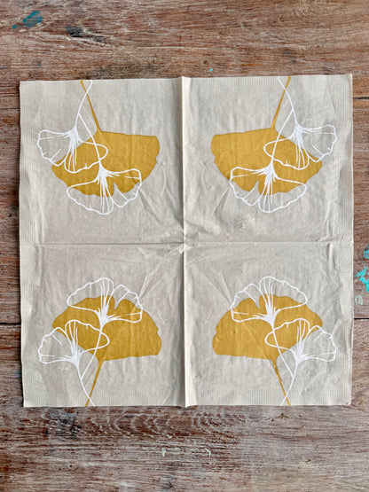 Designer Napkin-Golden Gingko Taupe-Large