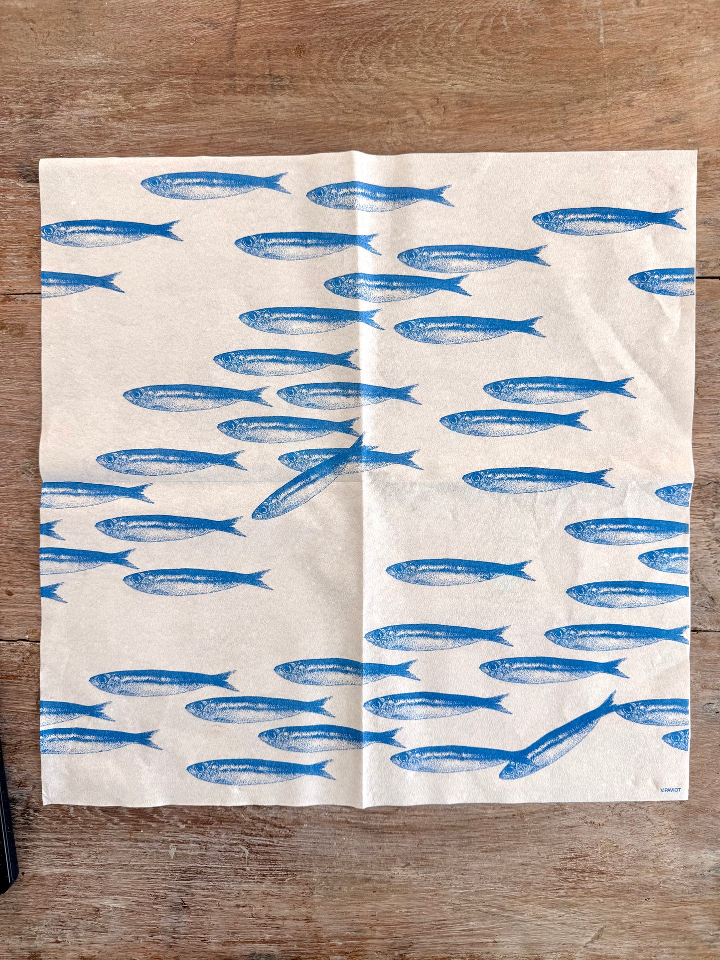Linen tex Napkin-Sardine School XL-French Collection