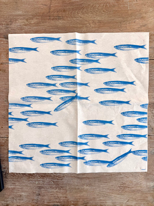Linen tex Napkin-Sardine School XL-French Collection