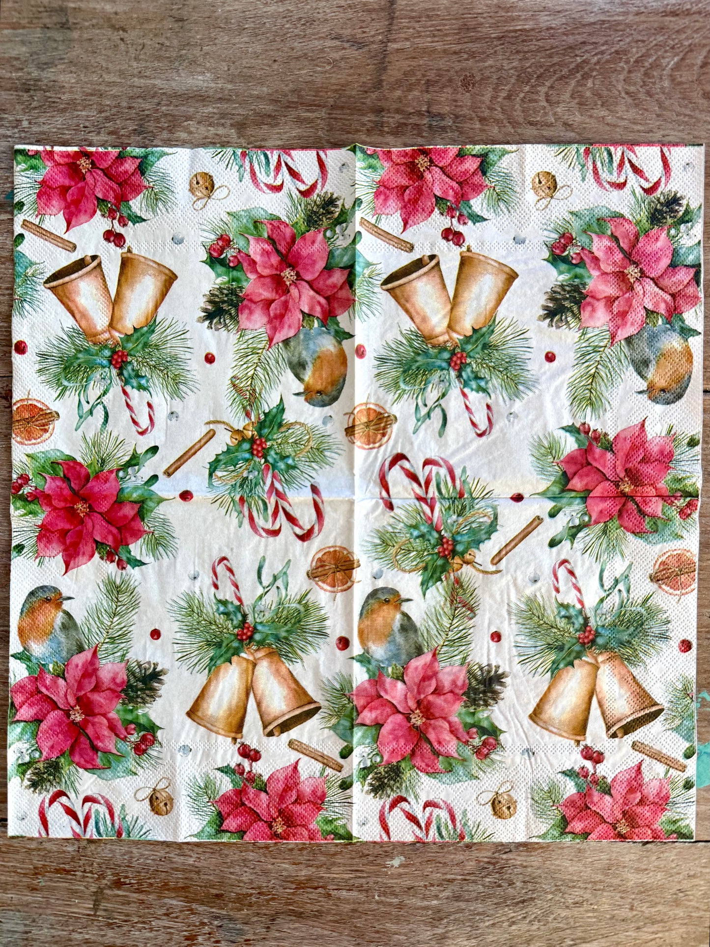 Napkin-Bells, Birds and Candy Canes