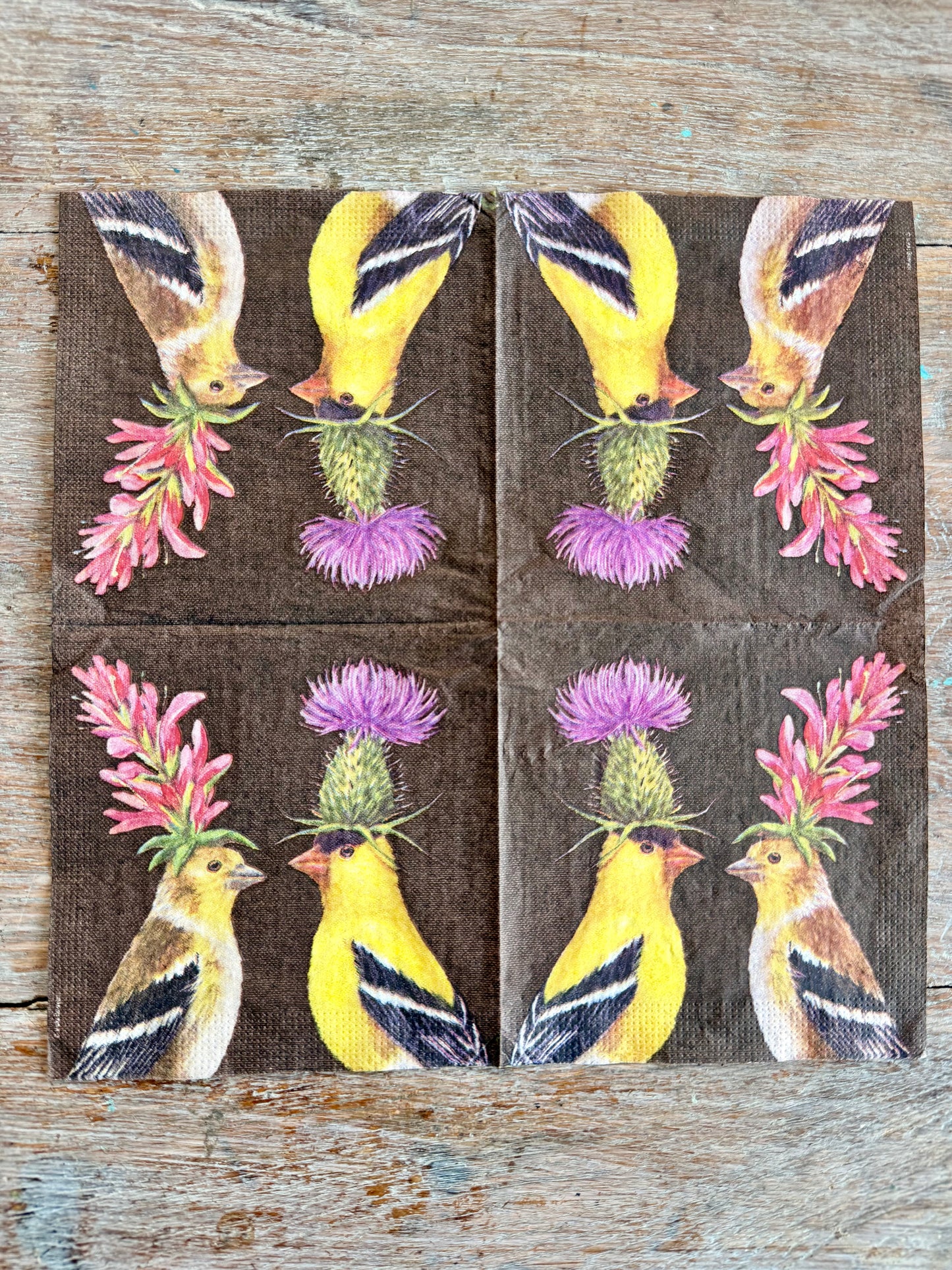 Designer Napkin-Goldfinch Couple