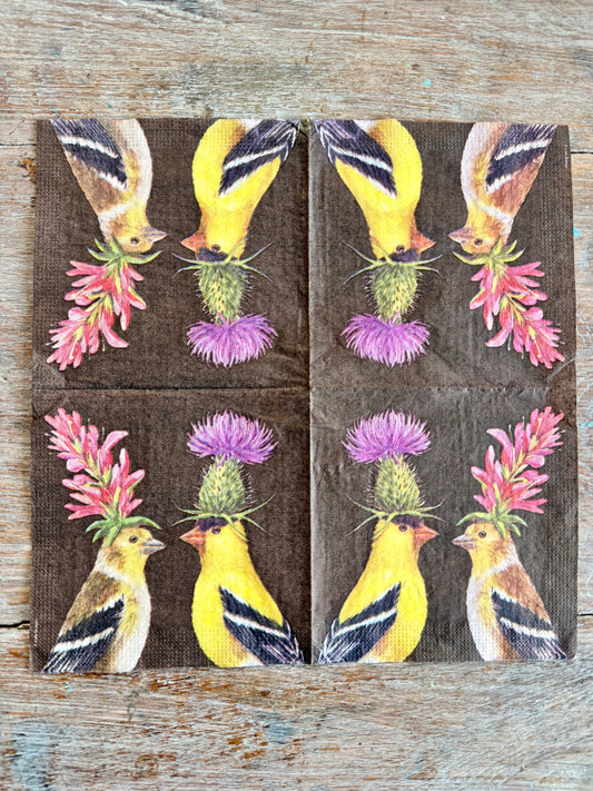 Designer Napkin-Goldfinch Couple