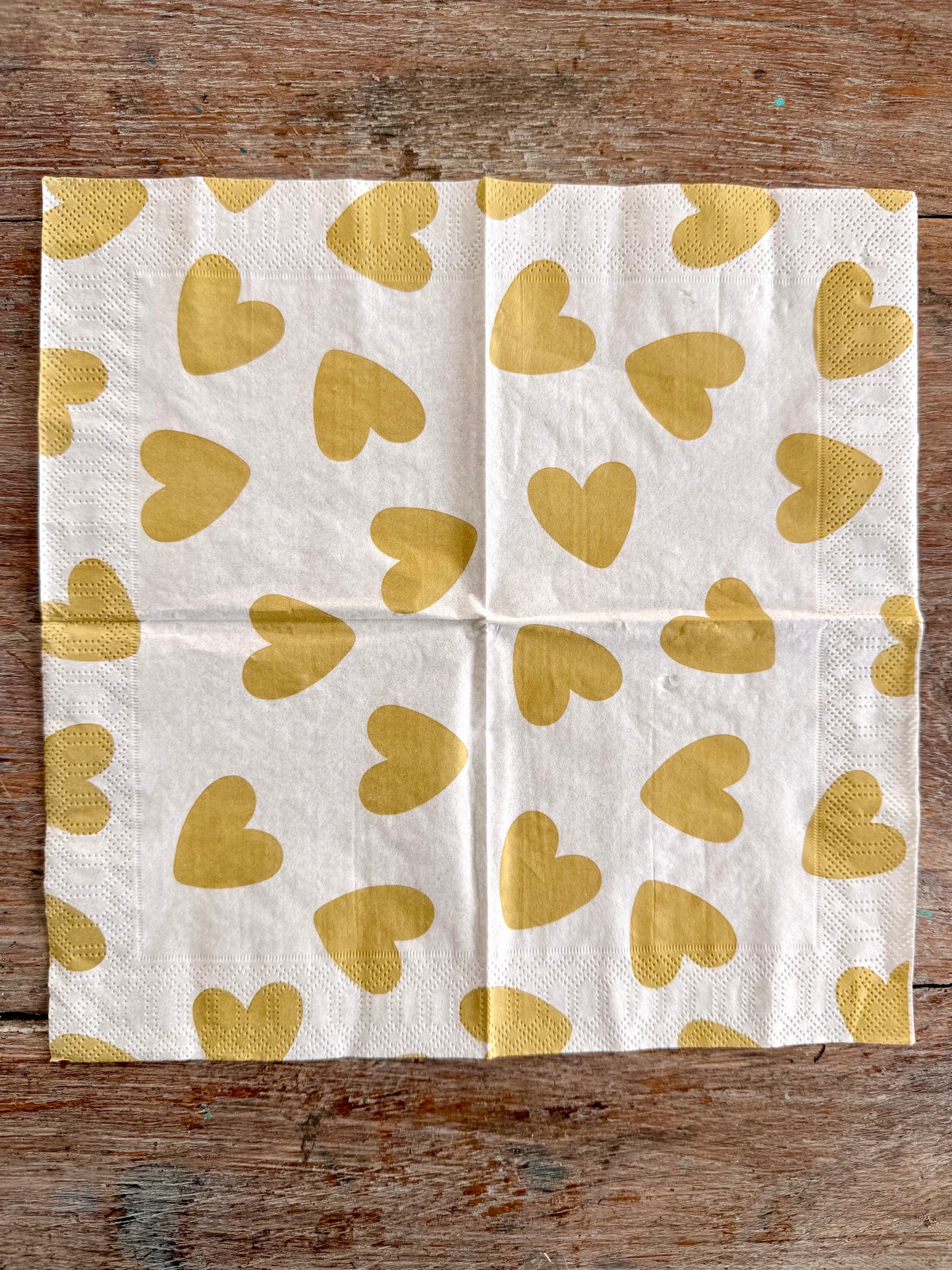 Napkin-Gold Hearts-French Collection