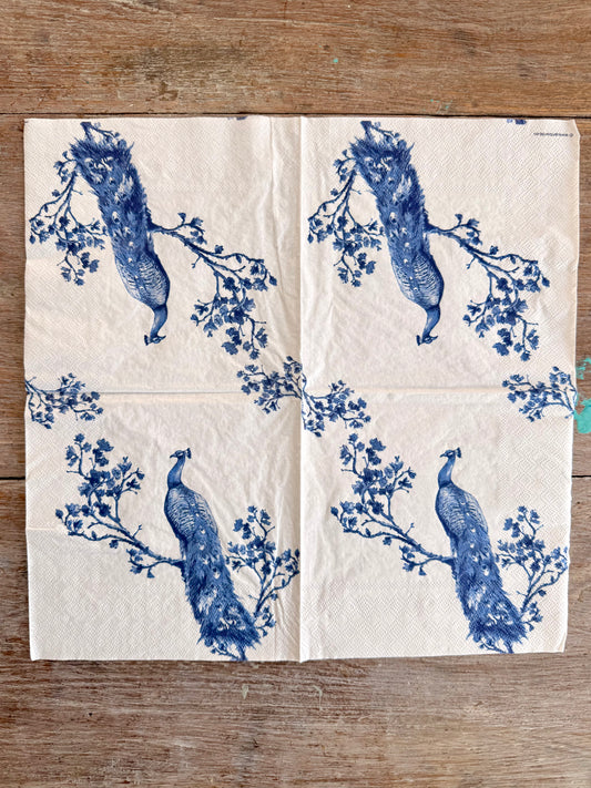 Napkin- Blue Peacock-French Collection