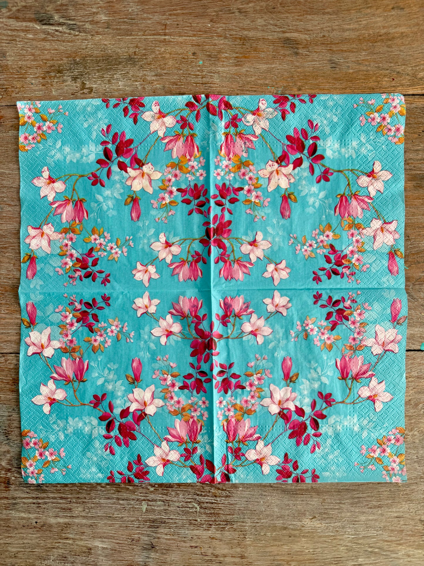 Napkin-Aqua Blossoms-French Collection