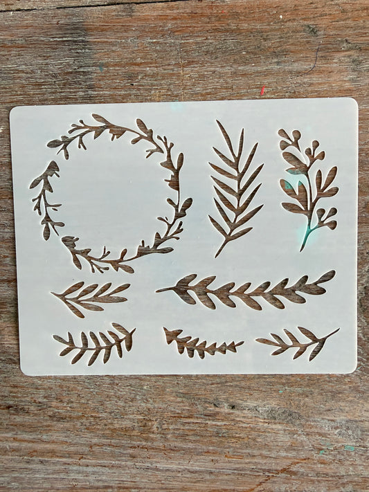 Stencil-Wreath & Leaves
