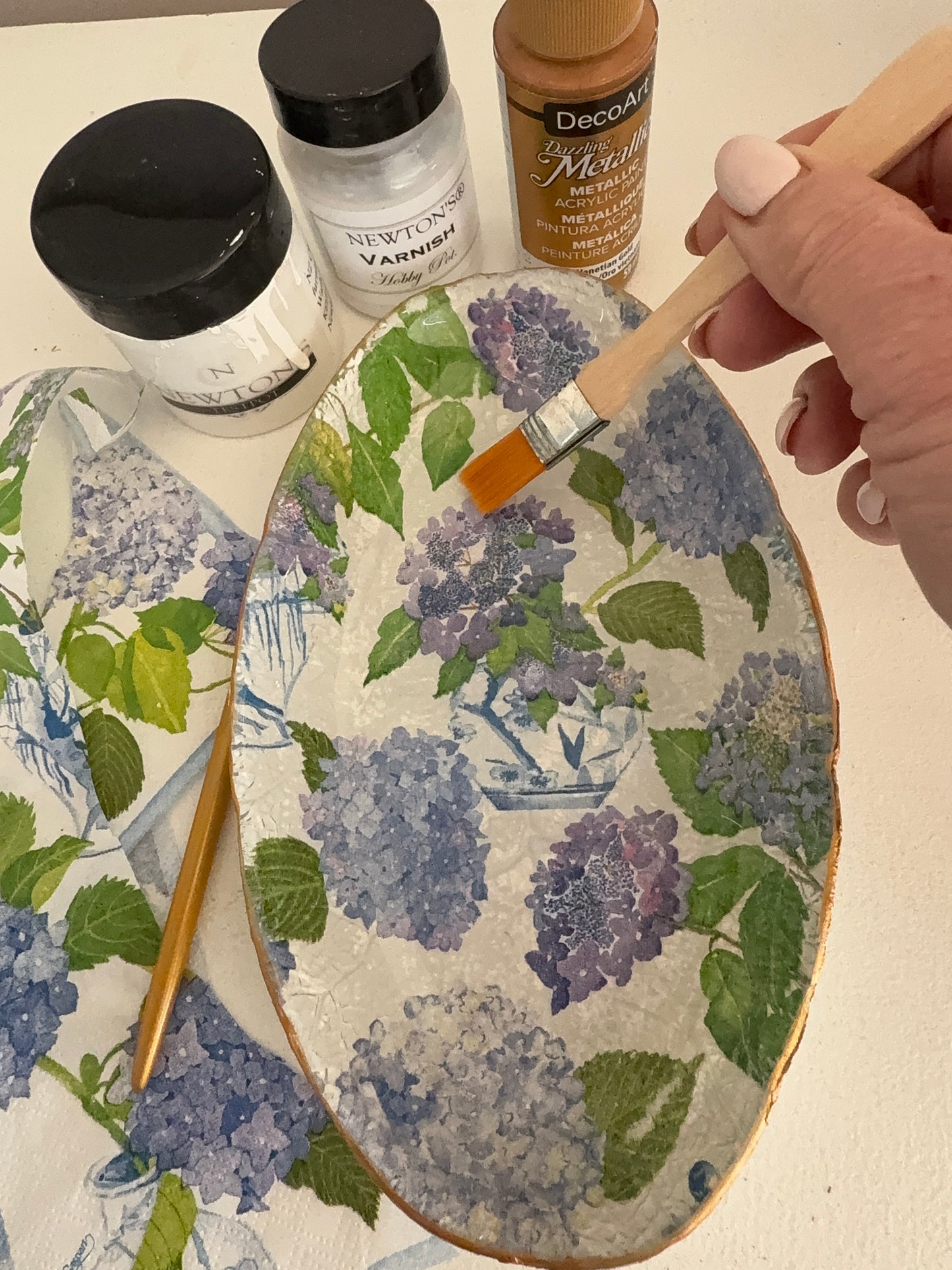 Designer Napkin-Blue Hydrangea Porcelain