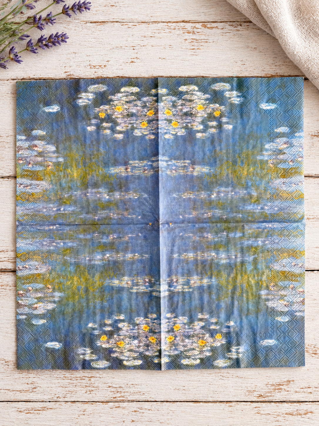 Napkin Monet Waterlilies Golden hour-French Collection.