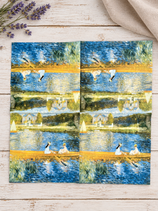 Napkin Monet Boating on the river Epte-French Collection.