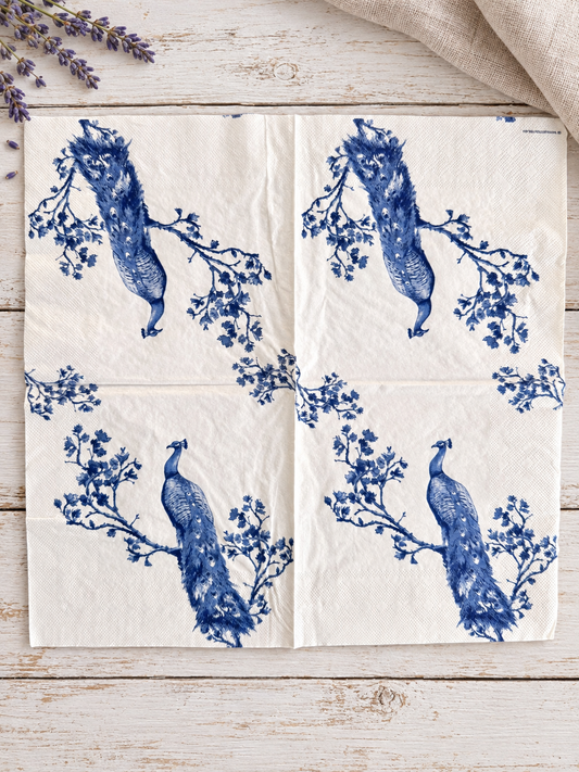 Napkin- Blue Peacock-French Collection