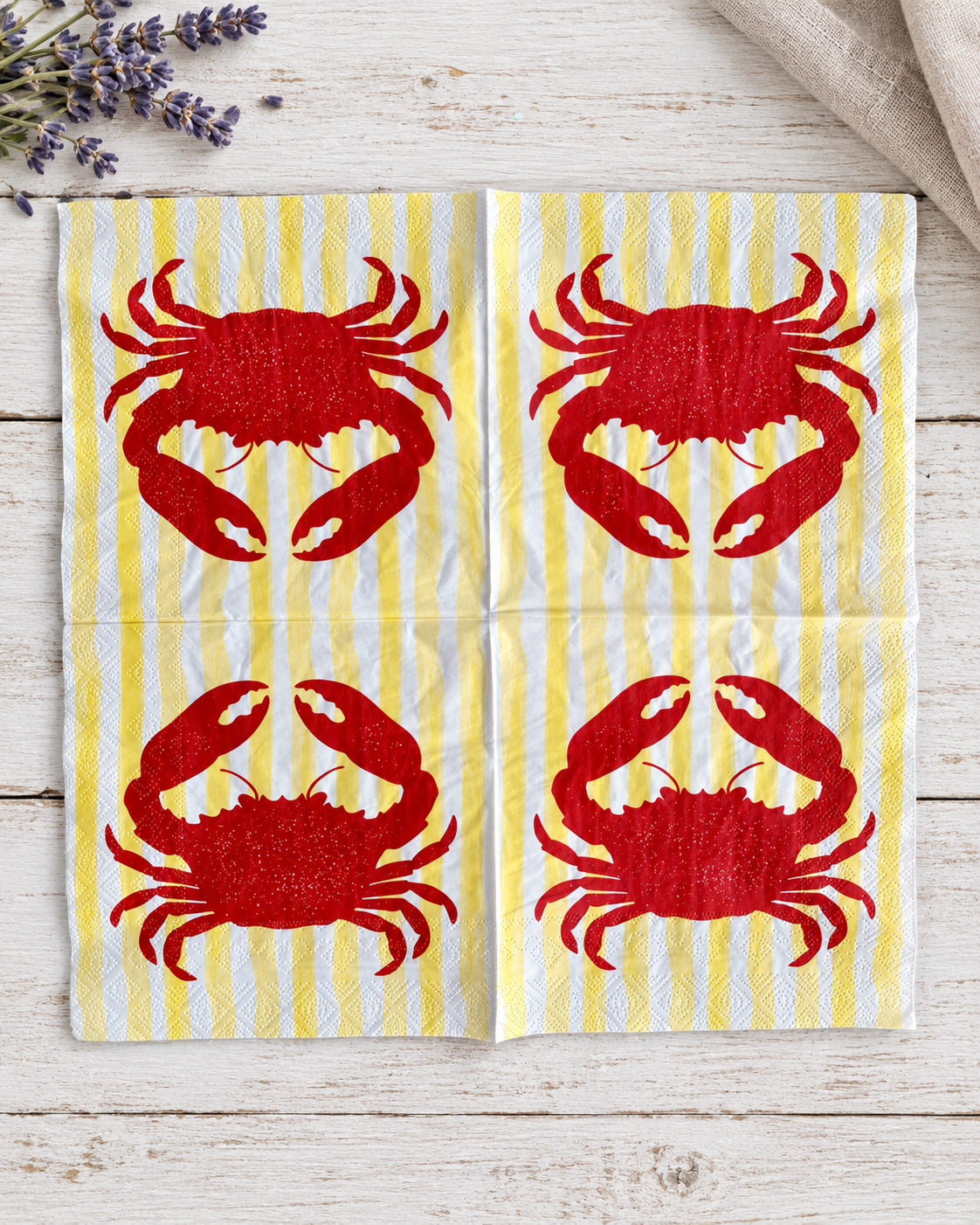 Napkin Paris-Sunshine stripe Red Crab-French Collection