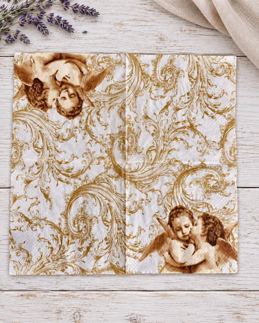 Napkin-Cherub scrolls-French Collection