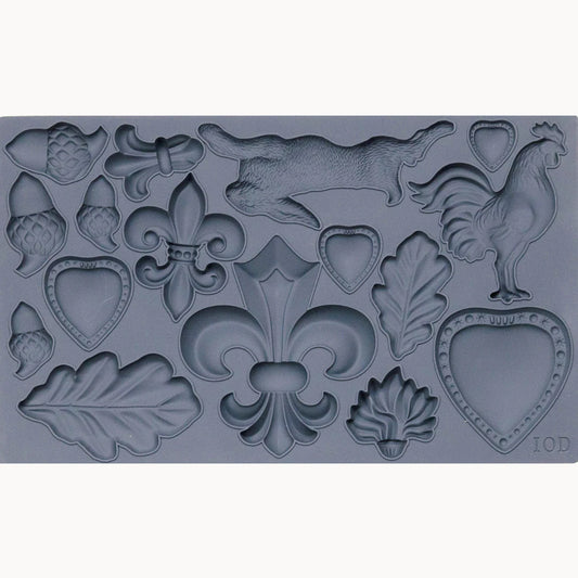 IOD Mould- FLEUR DE LIS,HARE, ACORNS ROOSTER