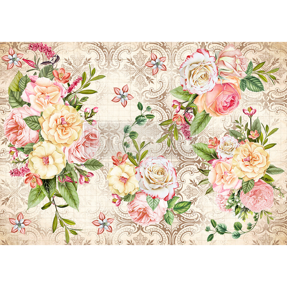 ReDesign Rice paper- Amiable Roses A3