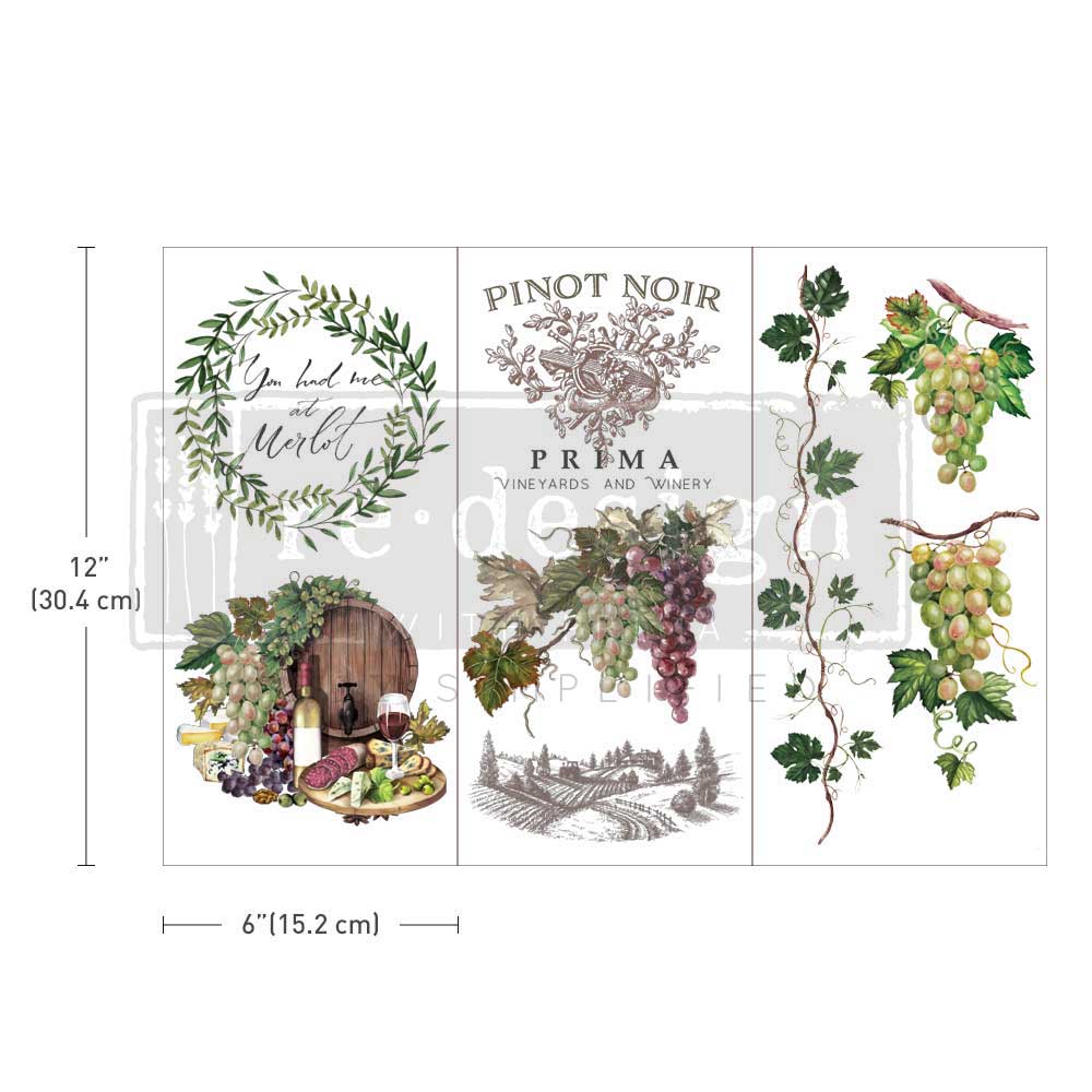 Redesign Decor Transfer Wine-Small 3 sheets