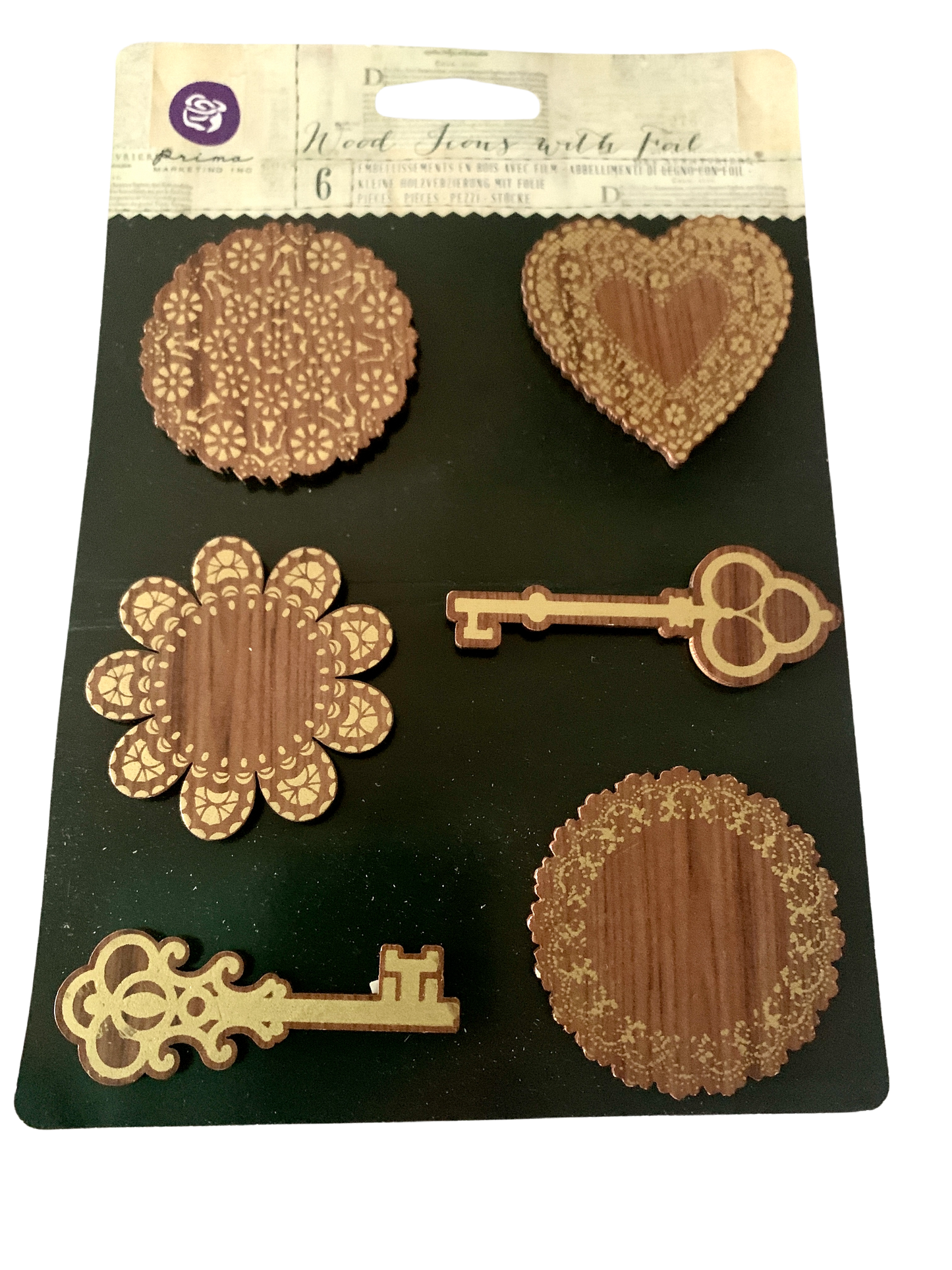 Prima Wood Icons with foil-Keys and Doilies