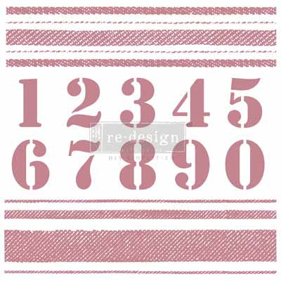 Redesign Decor Stamp-French Stripes & Vintage Numerals.